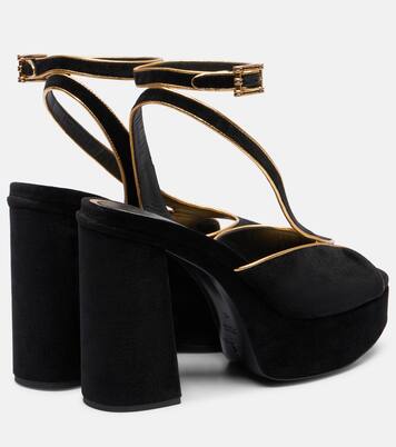 90 asymmetrical velvet platform sandals | Etro