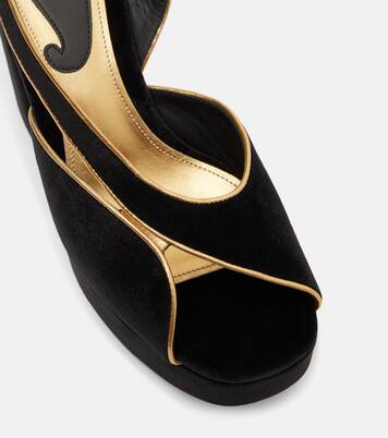 90 asymmetrical velvet platform sandals | Etro