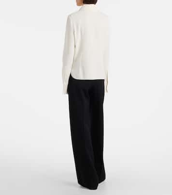 Lace-trimmed silk-blend georgette blouse | Oscar de la Renta