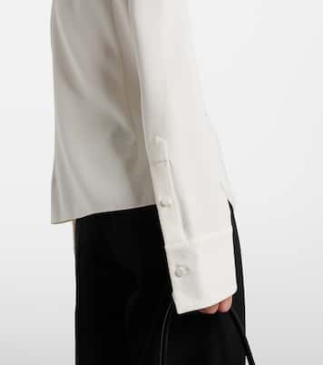 Lace-trimmed silk-blend georgette blouse | Oscar de la Renta