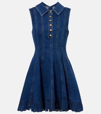 马德拉刺绣牛仔迷你连衣裙 | Self-Portrait