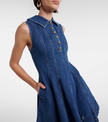 马德拉刺绣牛仔迷你连衣裙 | Self-Portrait