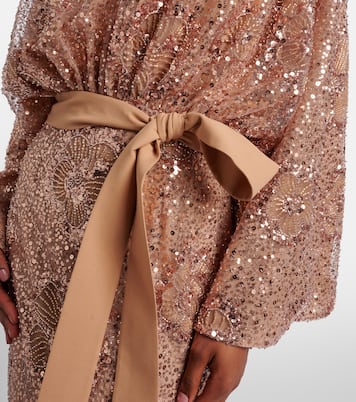 Belted sequined silk-blend gown | Elie Saab