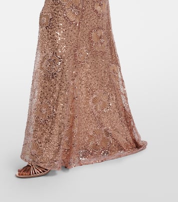 Belted sequined silk-blend gown | Elie Saab