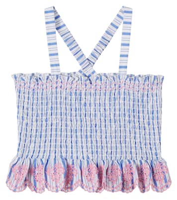 Florentina embroidered smocked cotton top | Louise Misha