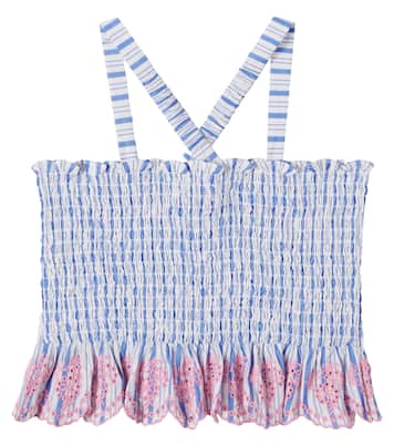 Florentina embroidered smocked cotton top | Louise Misha