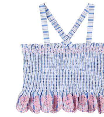 Florentina embroidered smocked cotton top | Louise Misha