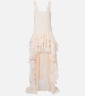 Asymmetric ruffled chiffon maxi dress | Rotate