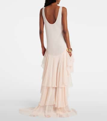 Asymmetric ruffled chiffon maxi dress | Rotate