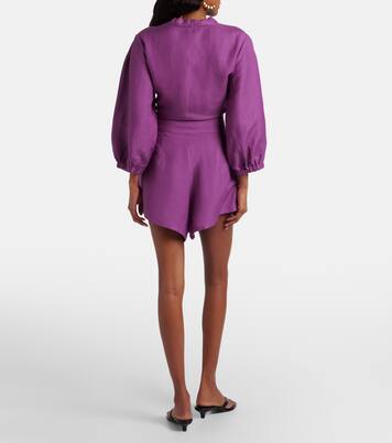 Pleated linen-blend shorts | Adriana Degreas