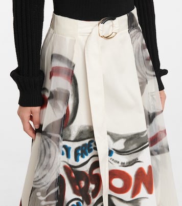 Falda midi organza y algodón estampada | JW Anderson