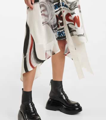 Falda midi organza y algodón estampada | JW Anderson