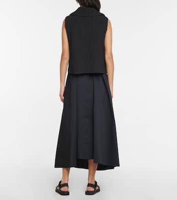Ribbed-knit cotton-blend sweater vest | Deveaux New York