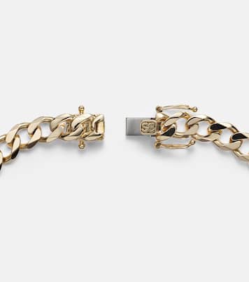 Bracelet chaîne Diamond Id Bar en or jaune 14 ct et saphirs | Sydney Evan