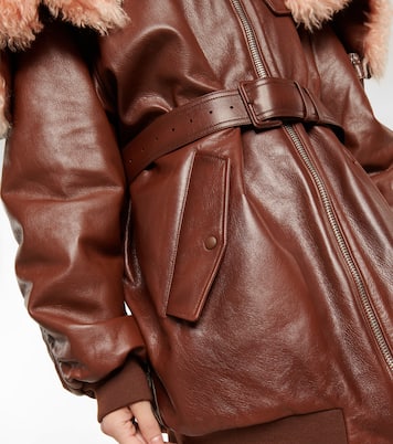 Mantel aus Leder mit Shearling | Prada
