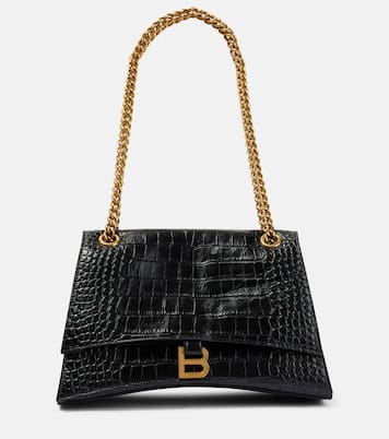 Crush Medium croc-effect leather shoulder bag | Balenciaga