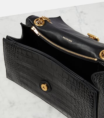 Crush Medium croc-effect leather shoulder bag | Balenciaga