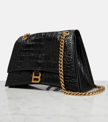 Crush Medium croc-effect leather shoulder bag | Balenciaga