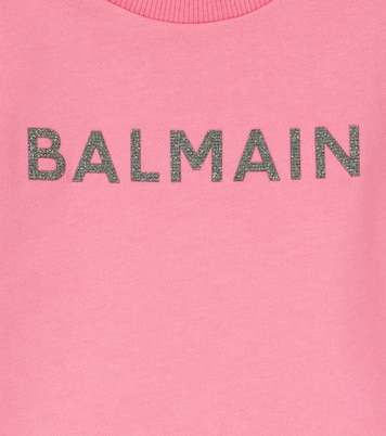 Drop waist cotton sweatshirt dress | Balmain Kids