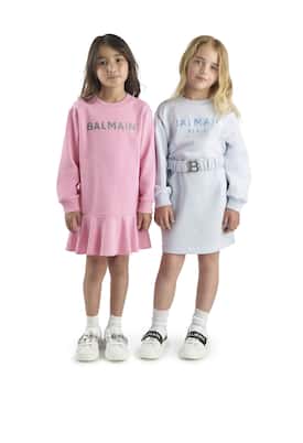 Drop waist cotton sweatshirt dress | Balmain Kids