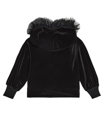 Sudadera con capucha de terciopelo y tul | Monnalisa