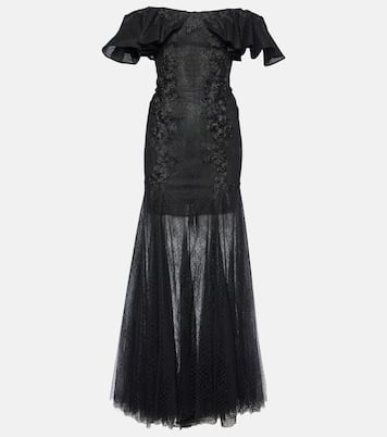 Robe aus Spitze und Tüll | Costarellos