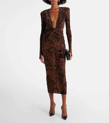 Abito midi con stampa leopardata | Alex Perry
