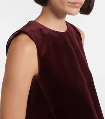 La Scala feather-trimmed cotton velvet top | La DoubleJ