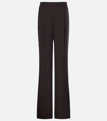 Pantalon droit à taille haute en crêpe de soie | Saint Laurent