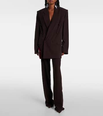 Pantalon droit à taille haute en crêpe de soie | Saint Laurent