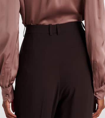 Pantalon droit à taille haute en crêpe de soie | Saint Laurent