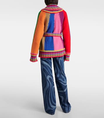 Colorblocked striped wool wrap cardigan | Pucci