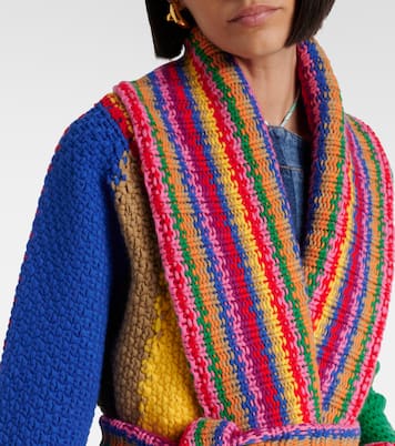 Colorblocked striped wool wrap cardigan | Pucci
