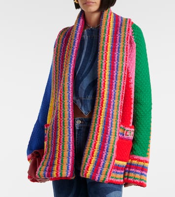Colorblocked striped wool wrap cardigan | Pucci