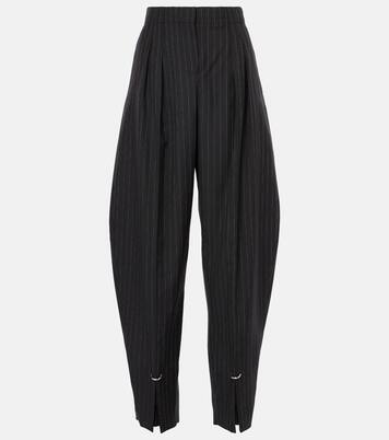 Pantalon barrel rayé en laine mélangée | Mugler