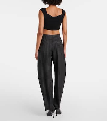 Pantalon barrel rayé en laine mélangée | Mugler