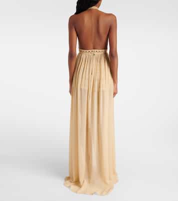 Crochet cotton and silk maxi dress | Elie Saab