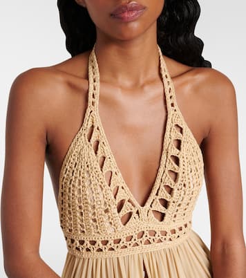 Crochet cotton and silk maxi dress | Elie Saab