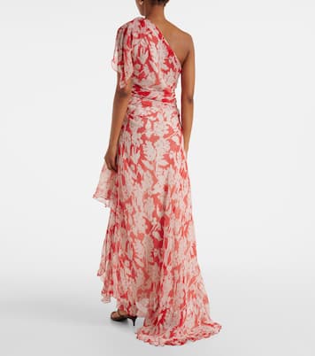 Abito lungo in seta con stampa floreale | Victoria Beckham