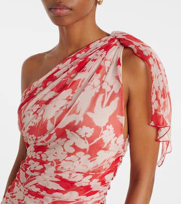 Abito lungo in seta con stampa floreale | Victoria Beckham