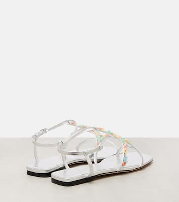 Gwyn Daisy floral-appliqué leather sandals | Jimmy Choo