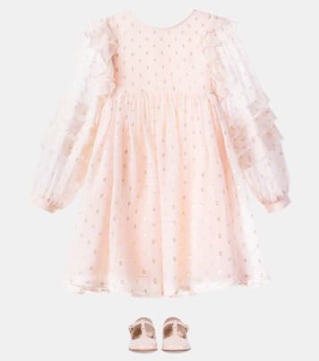 Polka-dot ruffled silk-blend dress | Chloé Kids