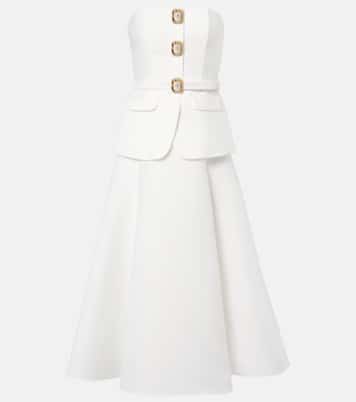 Bridal strapless taffeta midi dress | Self-Portrait