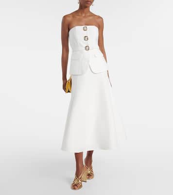 Bridal strapless taffeta midi dress | Self-Portrait