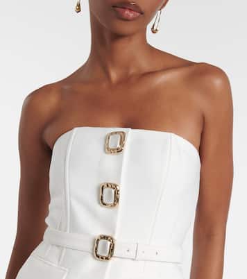 Bridal strapless taffeta midi dress | Self-Portrait