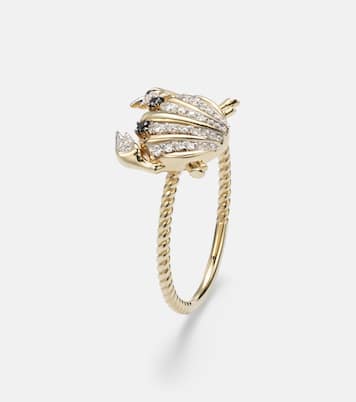 Crabe Coquillage Mini 9kt gold ring with diamonds | Yvonne Léon