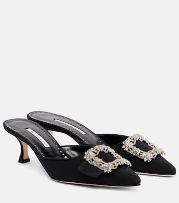 Maysale Jewel 50 crêpe de chine mules | Manolo Blahnik
