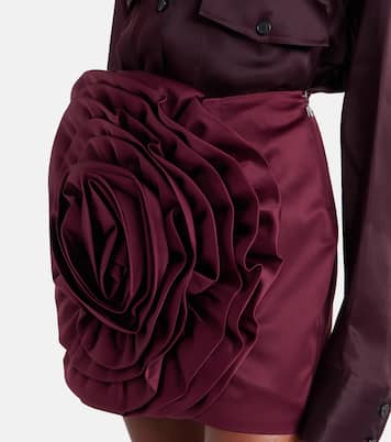 Floral-appliqué satin miniskirt | Rotate