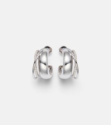 Ohrringe Un Deux Trois Lisse aus 9kt Weißgold mit Diamanten | Yvonne Léon