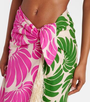 Pareo en mezcla de lino floral con flecos | Farm Rio